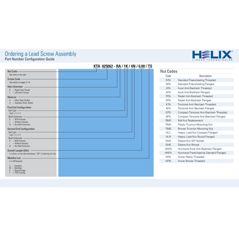 Ordering a Lead Screw Assembly