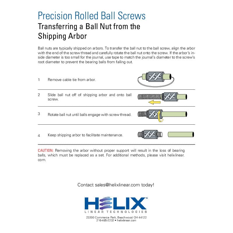 Transferring a Ball Nut from a Shipping Arbor