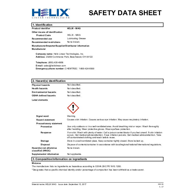 MSDS-MAG Lubricant Safety Data Sheet