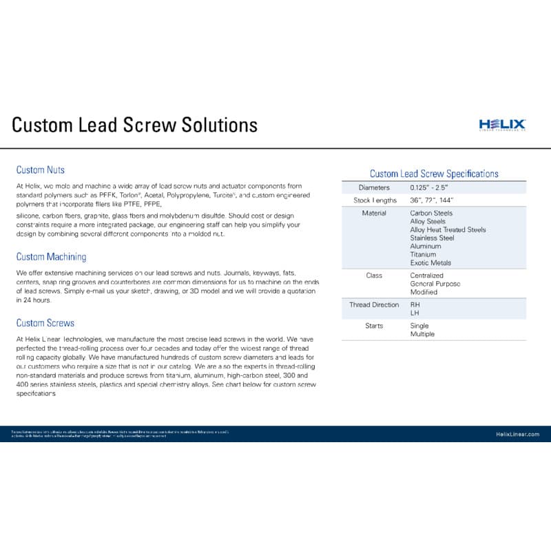 Custom Lead Screw Solutions