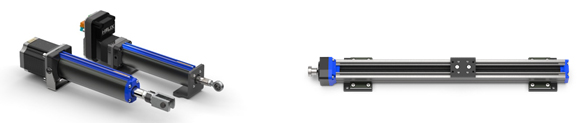 Figure 8: Helix Linear electric cylinder product (left) and MPA linear guide system with PTFE slide on extrusion.