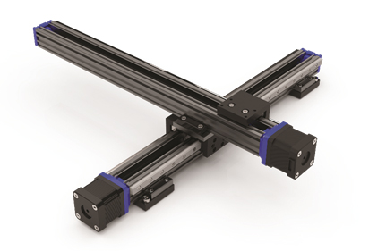 Custom multi-axis linear guide system with profile rails and extrusions from Helix Linear Technologies.